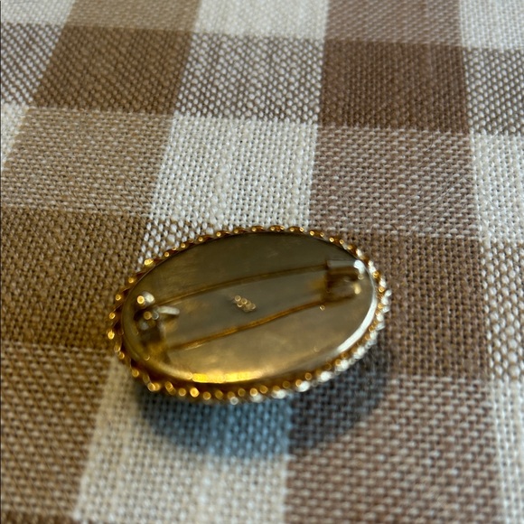 Floral Mosaic Brooch with Gold Plated Accents - Picture 3 of 5